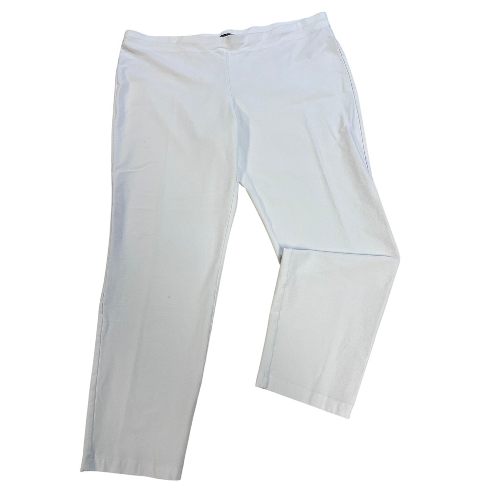 Eileen Fisher Crepe Pants Women‎ XL White Good Stretch Pull On Straight Leg